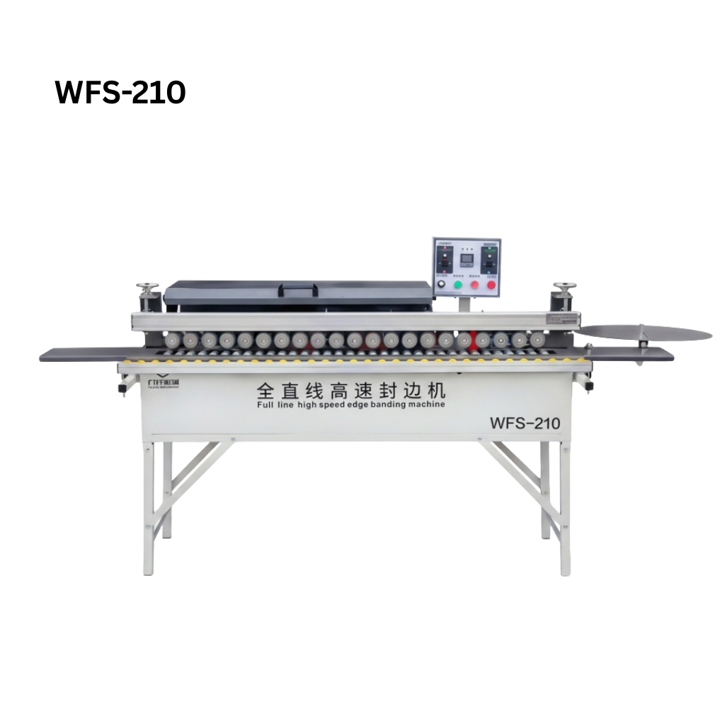 WFS-210 Manual Edge Banding Machine for applying PVC, ABS, melamine, and wood veneer edge bands on MDF, plywood, particle board, and solid wood panels.